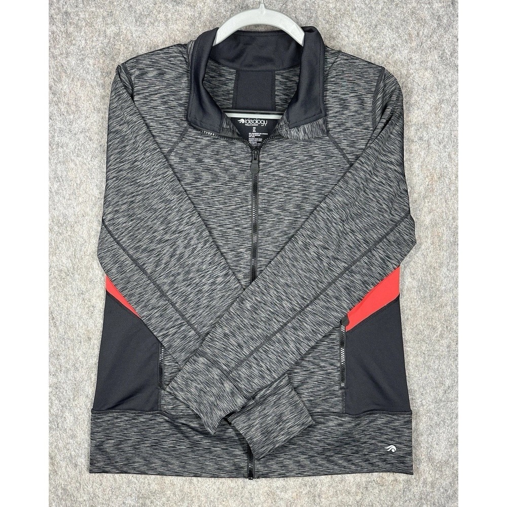 Ideology Women's Full Zip Athletic Jacket XL Gray Black Red Performance
